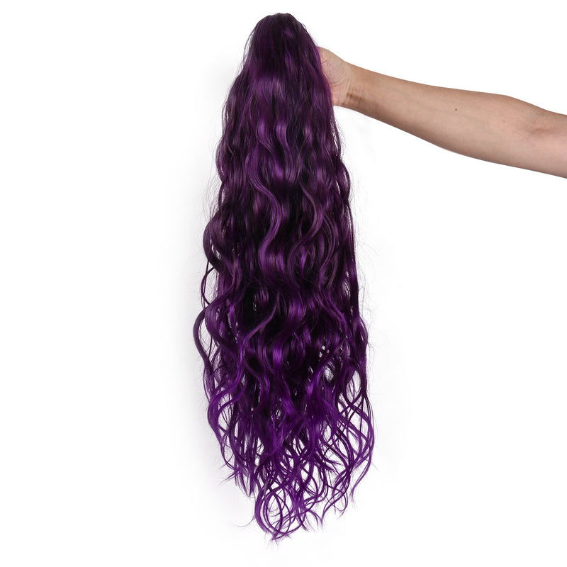 24 inch  wavy claw clip ponytail wig Purple