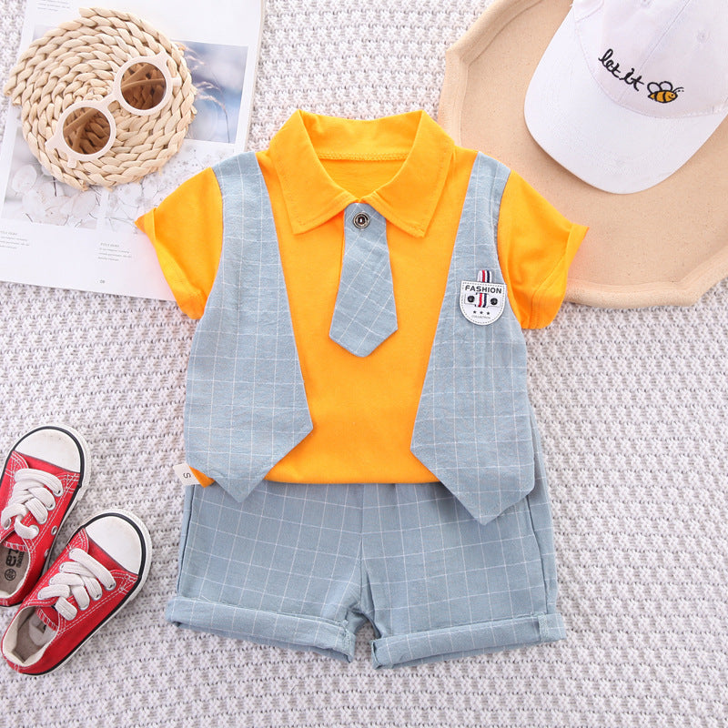 Boys' short sleeved baby summer stylish vest set