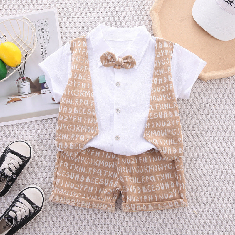 Boys' short sleeved baby summer stylish vest set