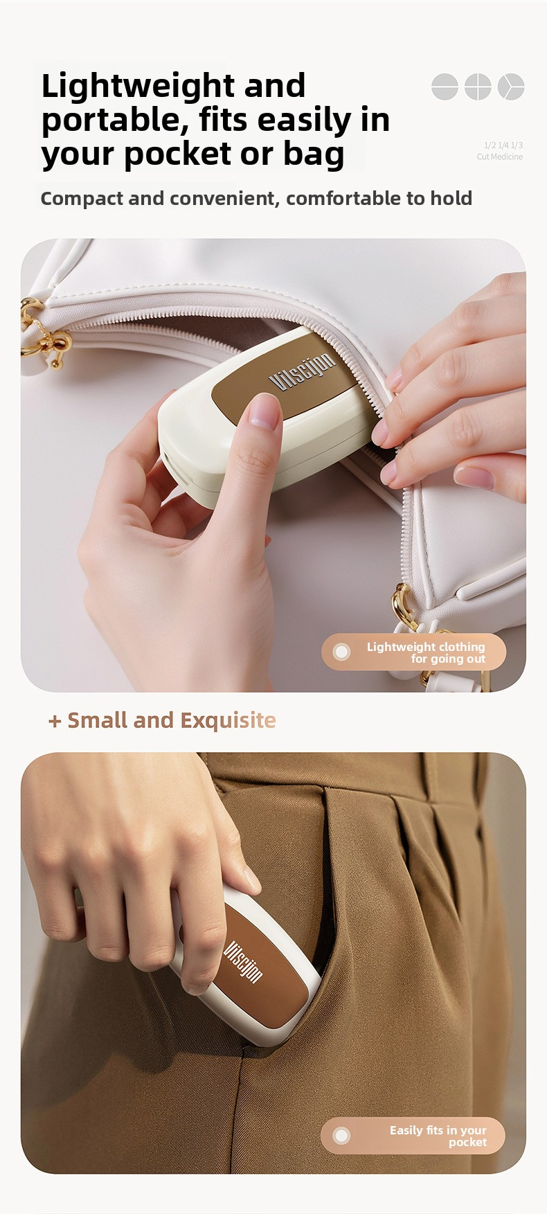 Multi functional medicine cutter, 1/4/2/3 medicine cutter, tablet and pill divider, portable dispensing box