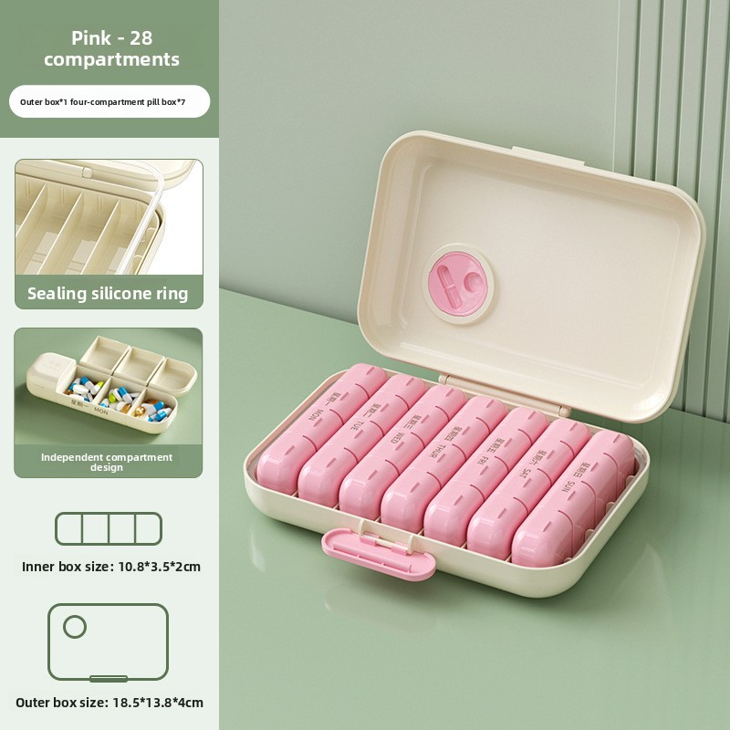 Seven days a week, medicine dispenser, three meals a day, travel, large capacity, portable, packaged pills, pill storage box