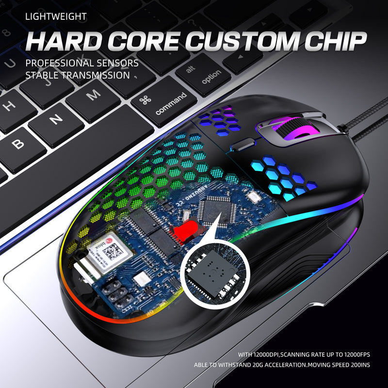 Honeycomb RGB Backlit Wired Gaming Mouse