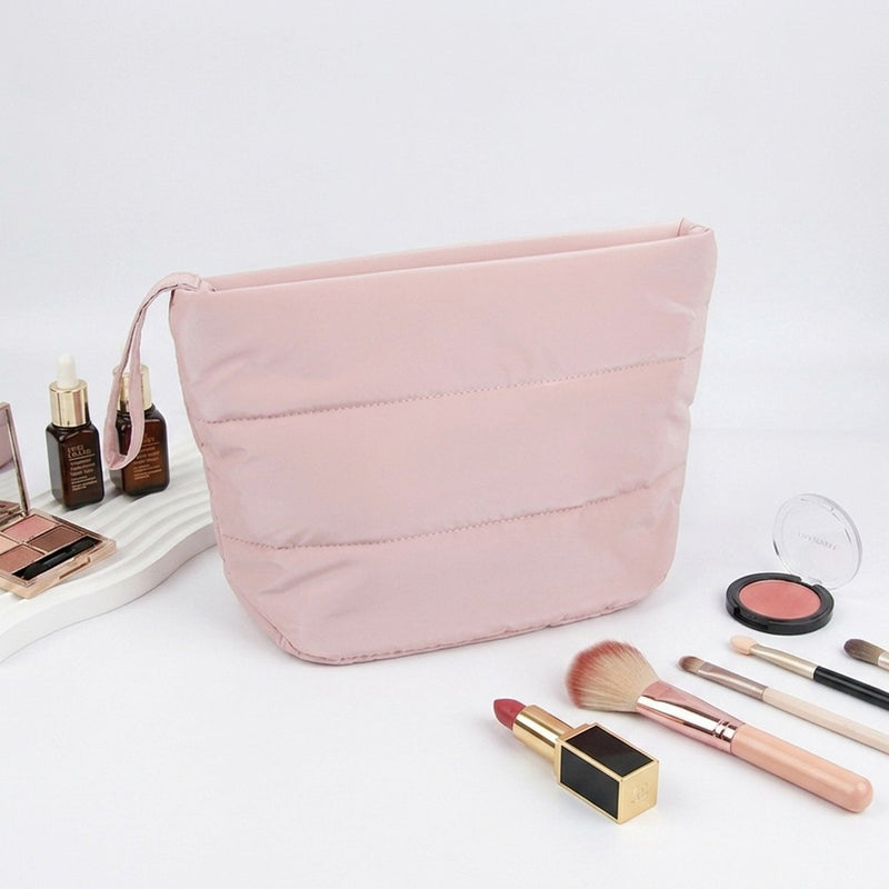Fluffy Cloud Glossy Nylon Zipper Fashion Makeup Bag for Woman