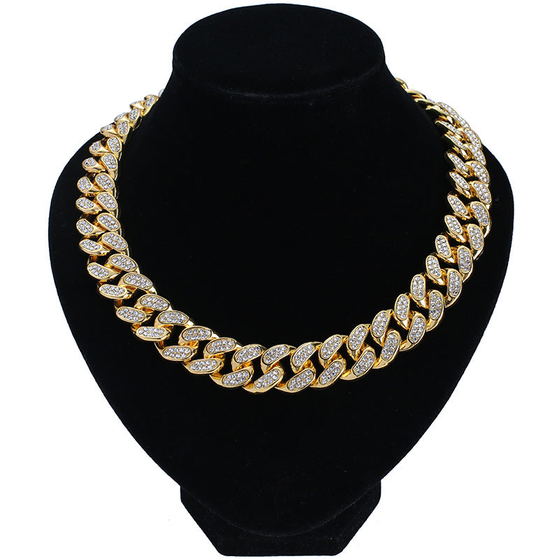 Iced Out Cuban Link Chain Necklace for Men, 14K Gold/Silver/Rose Gold Plated CZ Diamond Chain, 40/50/60cm Hip Hop Jewelry