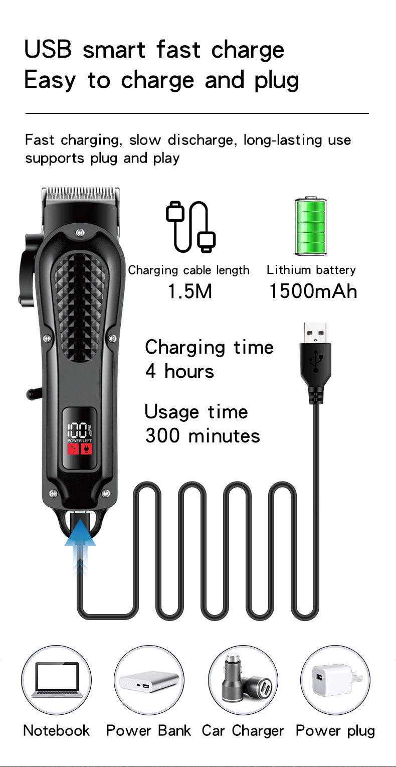 Professional Cordless Hair Clipper Set, Rechargeable Barber Trimmer with LCD Display & Guards