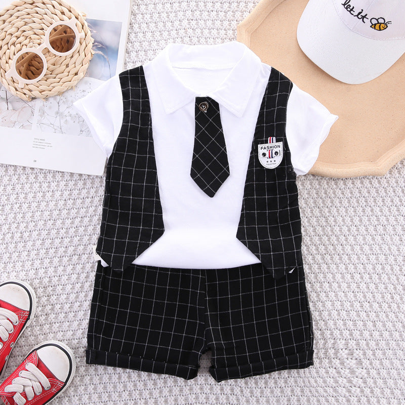 Boys' short sleeved baby summer stylish vest set