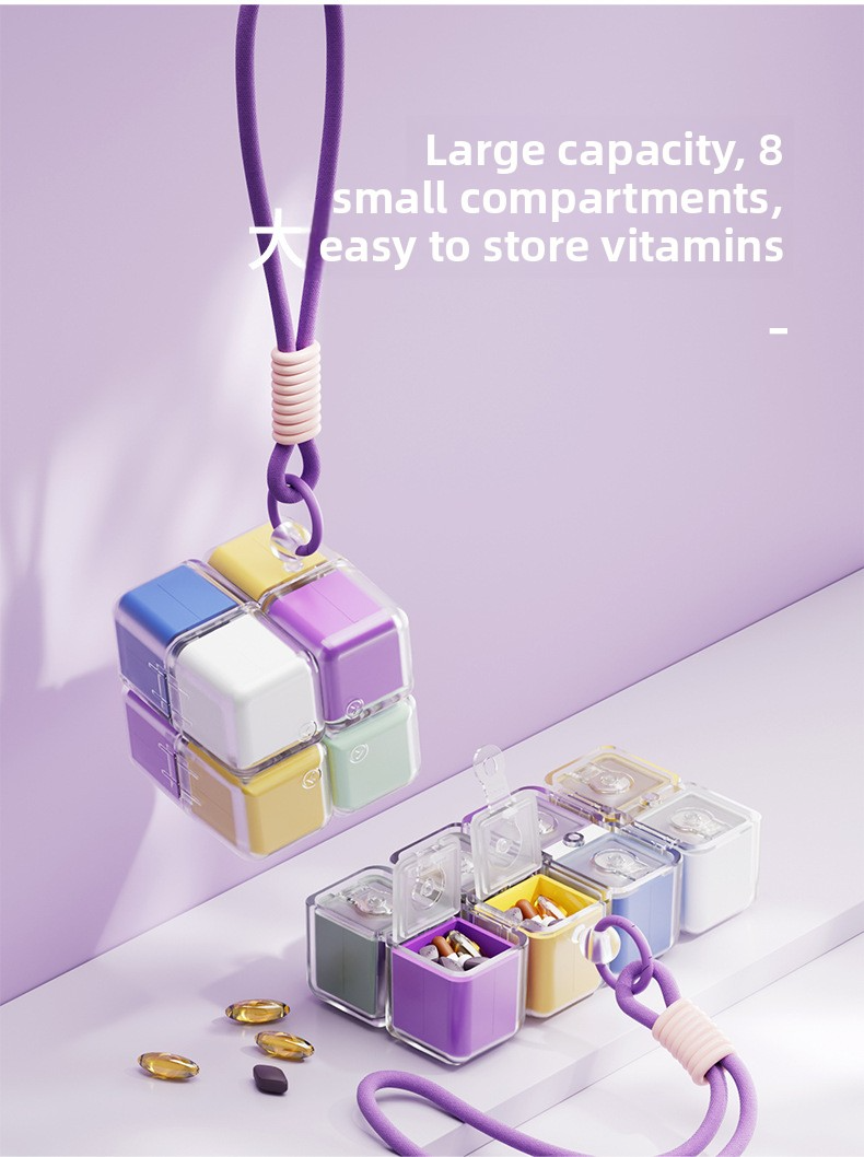 Rubik's Cube Portable Packaging Storage Box, 7-Day Weekly Portable Medication Storage Box