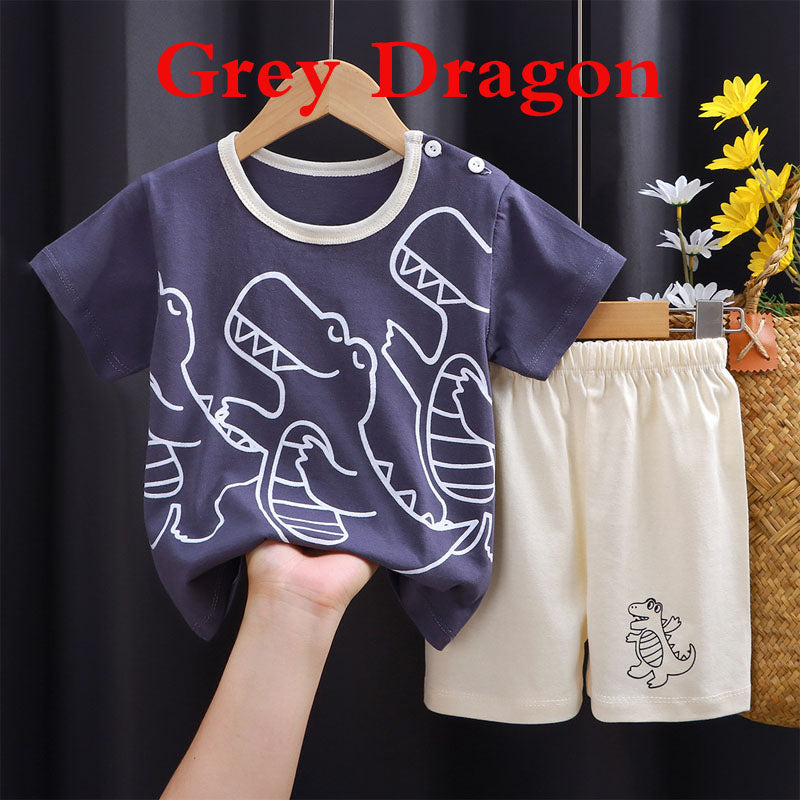 Children's short sleeved set, pure cotton girls' summer clothes, boys' t-shirts, two pieces of baby clothes, Korean version children's clothing, new style