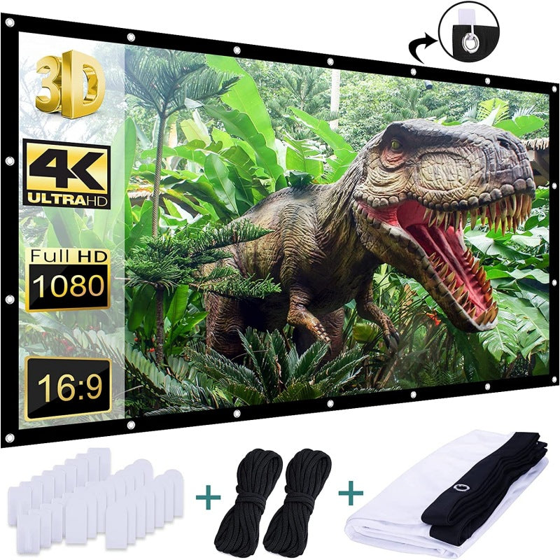 100 Inch 16:9 4K 3D Projector Screen, Foldable Washable Portable Projection Screen for Home Theater