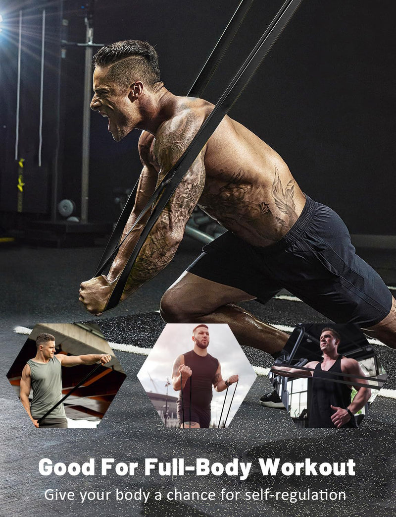 5 Packs Resistance Bands Set 50-125lbs Heavy Duty Exercise Bands for Pull Up Assist, Strength Training, Body Building