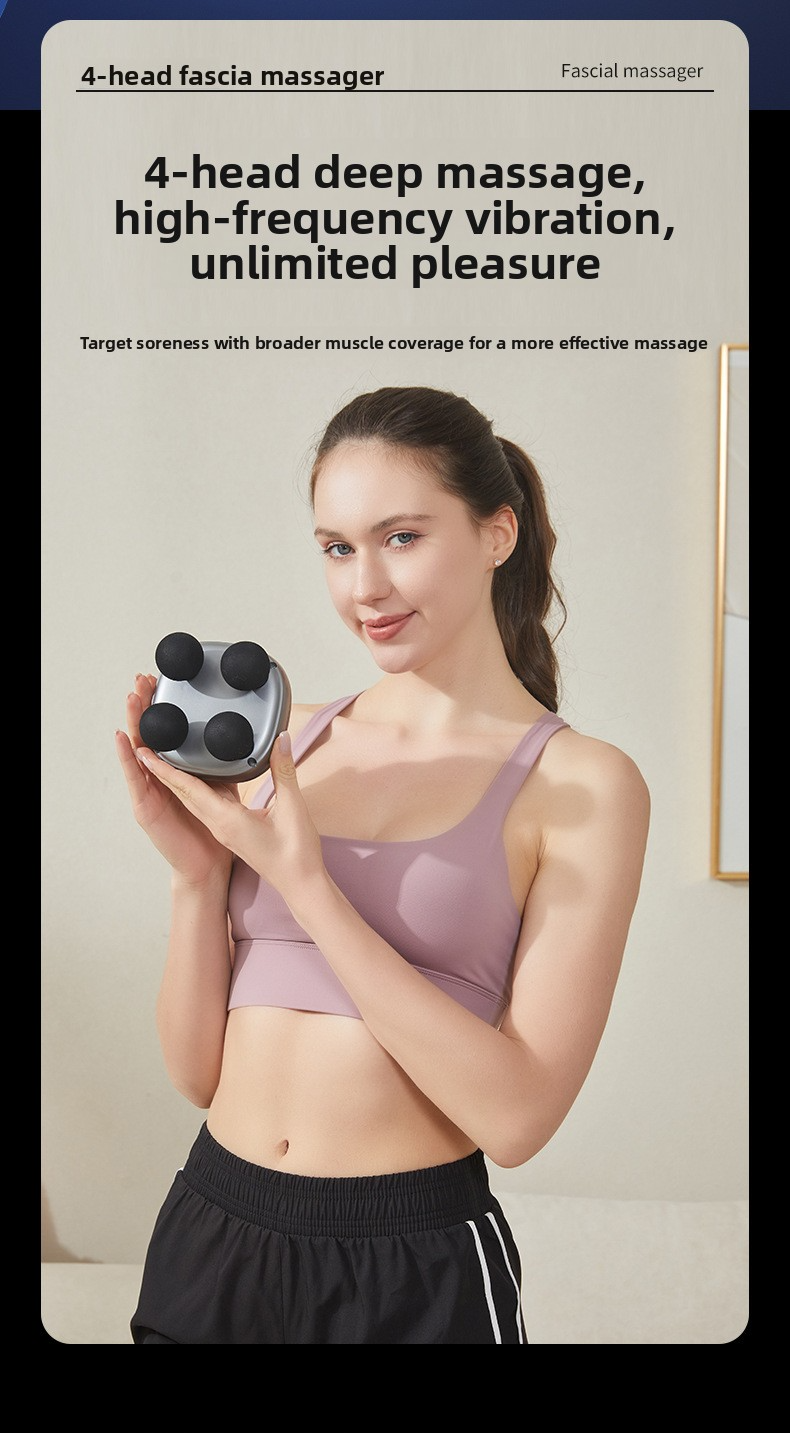 Four head fascia gun massager mini professional strong earthquake relaxation massage gun LCD display high-frequency vibration gun