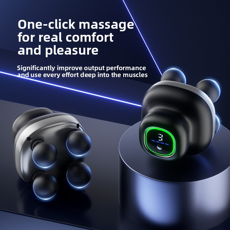 Four head fascia gun massager mini professional strong earthquake relaxation massage gun LCD display high-frequency vibration gun
