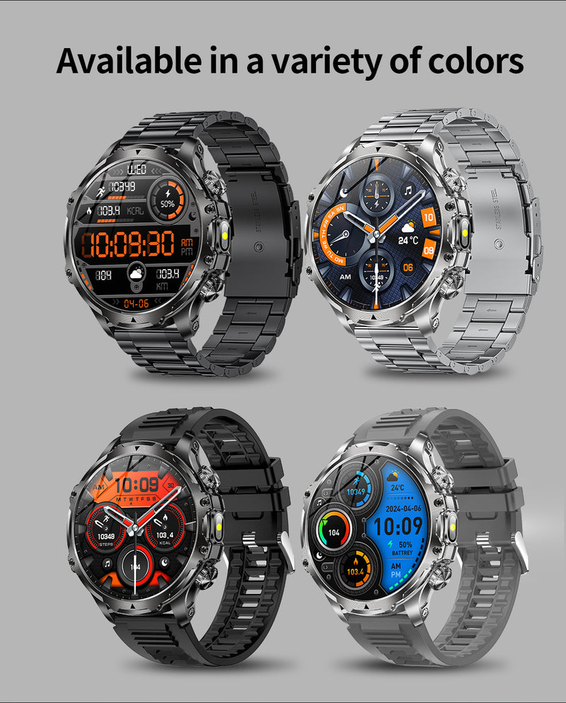 AK75 Smart Watch 1.85" Round Screen Bluetooth Call Heart Rate Blood Oxygen Multi‑Sport Fitness Watch