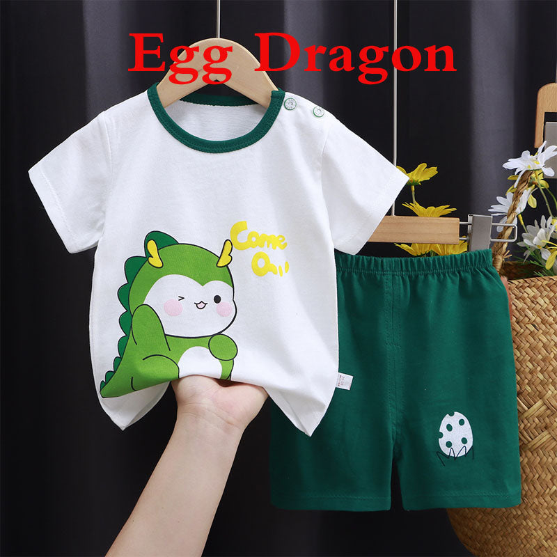 Children's short sleeved set, pure cotton girls' summer clothes, boys' t-shirts, two pieces of baby clothes, Korean version children's clothing, new style