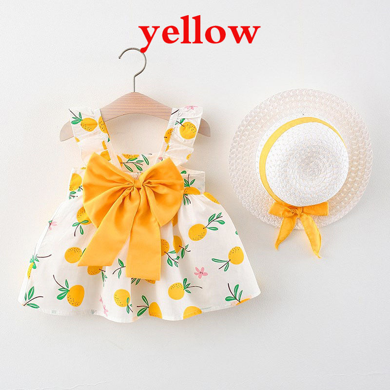 Princess camisole dress, baby cotton dress including Hat
