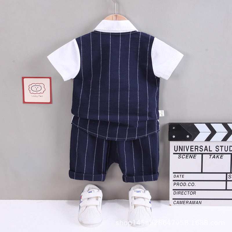 Boys' short sleeved baby summer stylish vest set