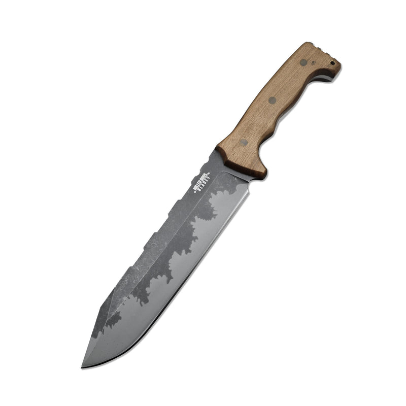 Handmade 9Cr18Mov Steel Hunting Knife with Leather Sheath, Full Tang Survival Bowie Knife for Camping, Outdoor, EDC