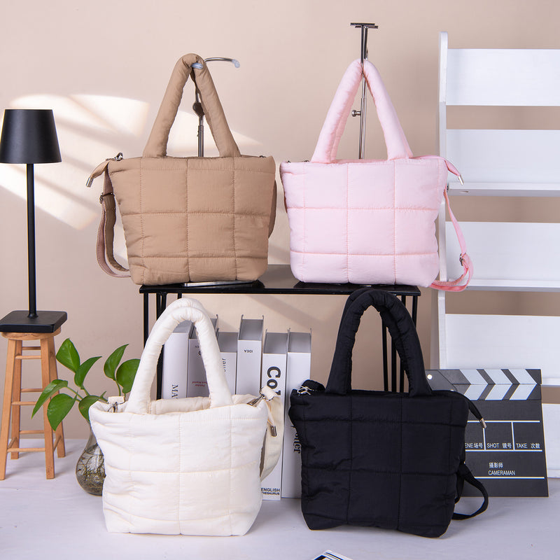 New Tote Bag Woman Large Capacity Cloud Bag Crossbody Bag Coat Bag Checkered Hand-held Shoulder Bag
