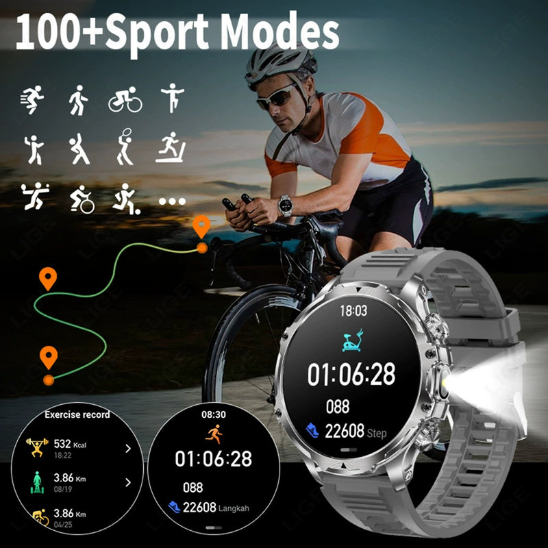 AK75 Smart Watch 1.85" Round Screen Bluetooth Call Heart Rate Blood Oxygen Multi‑Sport Fitness Watch