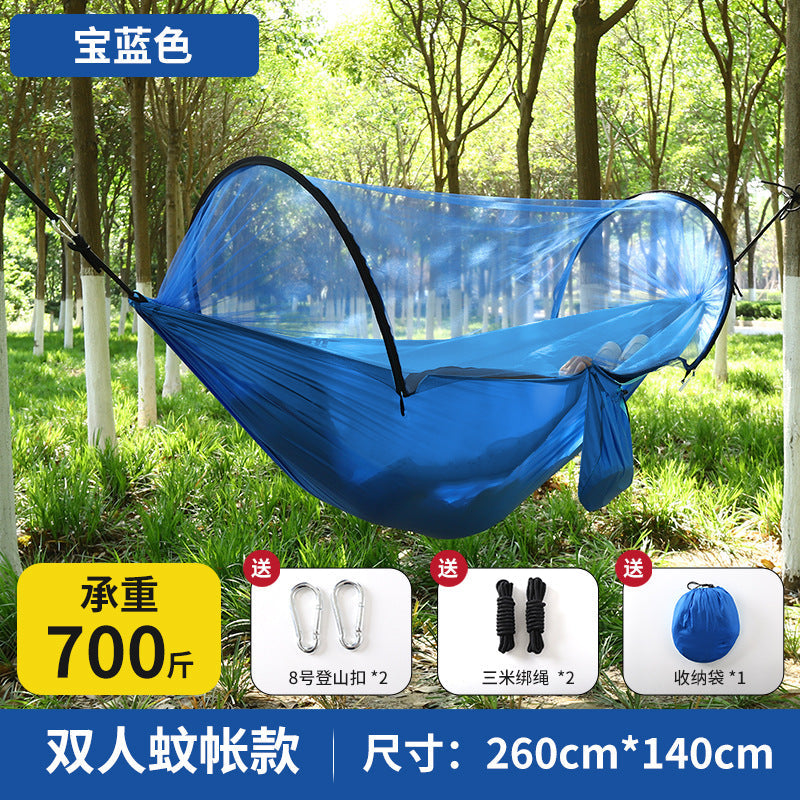 Portable Double Camping Hammock with Tree Straps & Carabiners, Lightweight Nylon Hammock for Outdoor Hiking, Camping, Travel, Backpacking