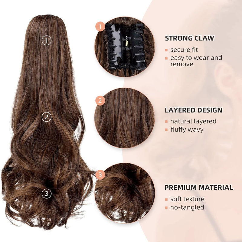 16 inch - wavy claw clip ponytail wig