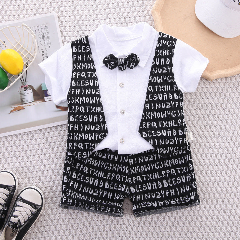 Boys' short sleeved baby summer stylish vest set
