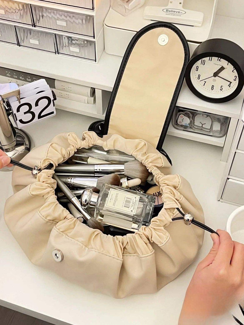 Woman Portable Makeup Organizer Bag Drawstring Large Capacity Cosmetic Storage Pouch for Daily Use Multipurpose Storage Bags