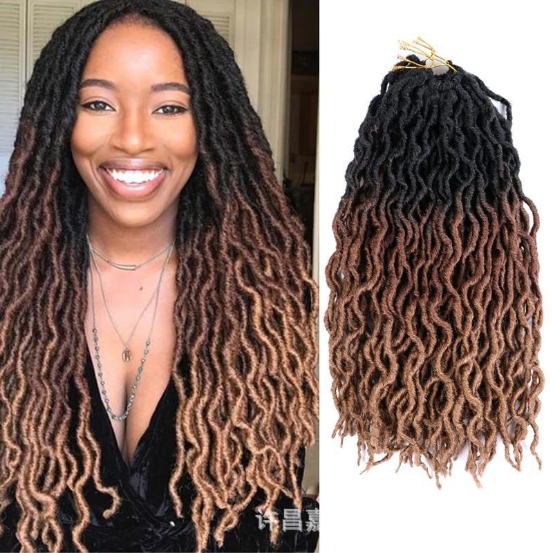 Wave shaped synthetic heat-resistant wig with bangs - 18 inches