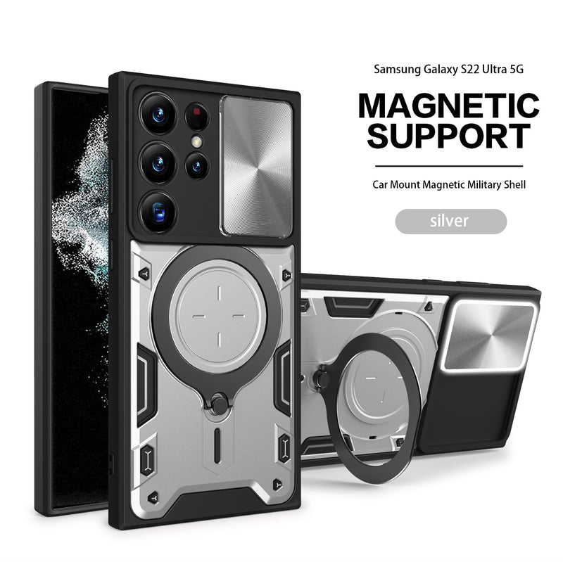 Samsung Galaxy S24 Ultra Phone Case Magnetic Suction Sliding Window Anti Fall Protective Cover