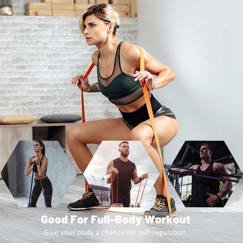 5 Packs Resistance Bands Set 50-125lbs Heavy Duty Exercise Bands for Pull Up Assist, Strength Training, Body Building