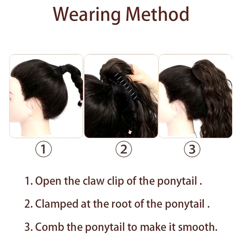Wavy claw clip ponytail wig-18 inch