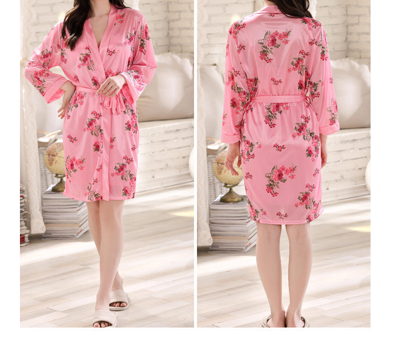 Woman Ice Silk Sleepwear Two-Piece Set with Straps, Underwire, and Bust Pads