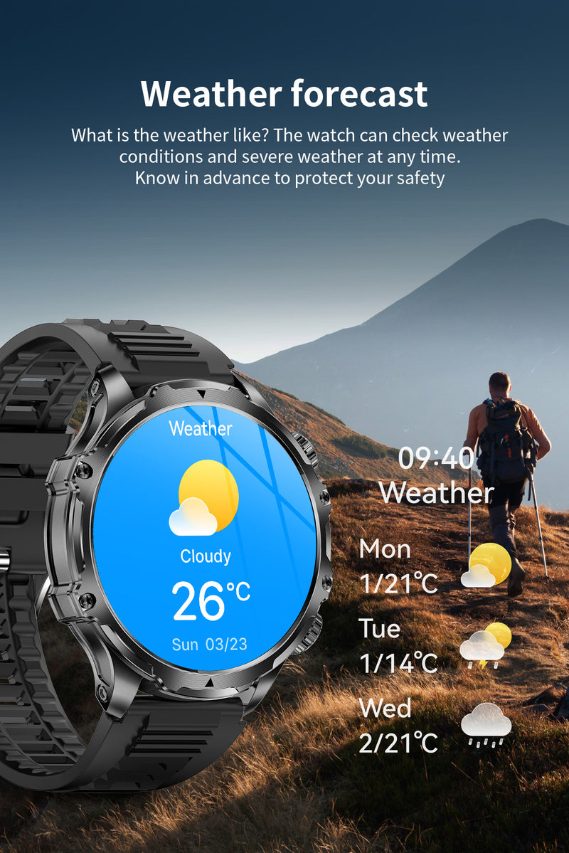 AK75 Smart Watch 1.85" Round Screen Bluetooth Call Heart Rate Blood Oxygen Multi‑Sport Fitness Watch