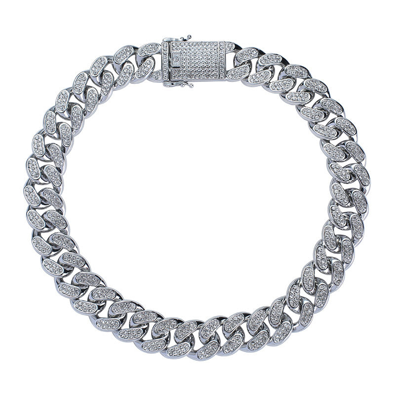 Iced Out Cuban Link Chain Necklace for Men, 14K Gold/Silver/Rose Gold Plated CZ Diamond Chain, 40/50/60cm Hip Hop Jewelry