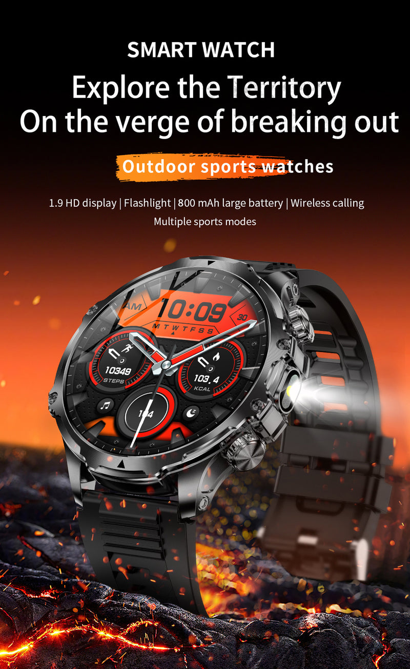 AK75 Smart Watch 1.85" Round Screen Bluetooth Call Heart Rate Blood Oxygen Multi‑Sport Fitness Watch