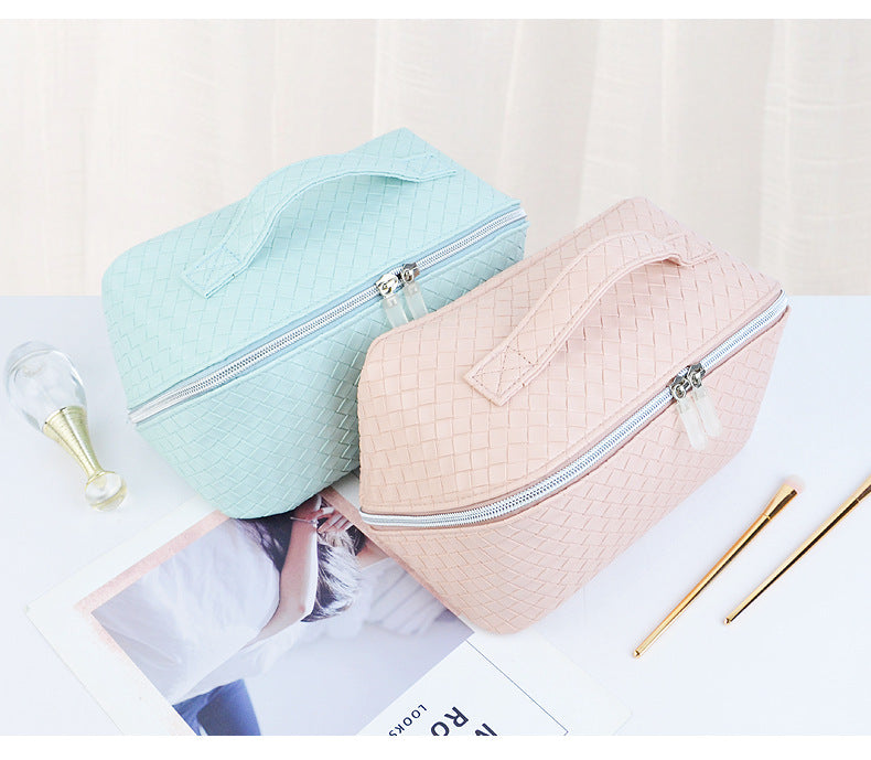 Style Fashionable Large-capacity Textured PU Leather Woven-pattern