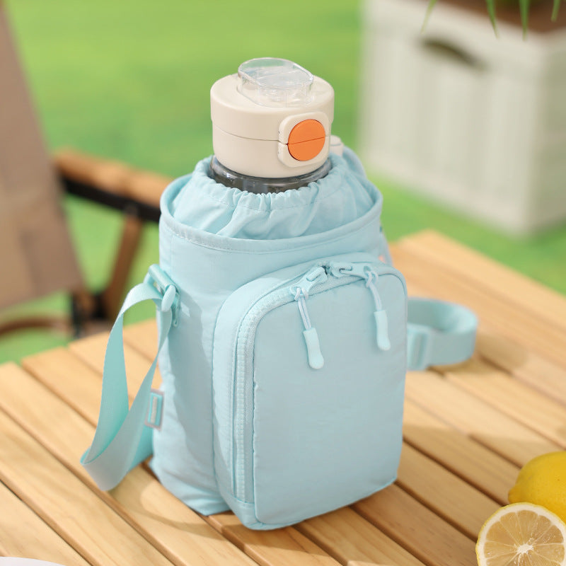 Insulated water bottle bag with adjustable shoulder strap, fashionable waterproof crossbody bag