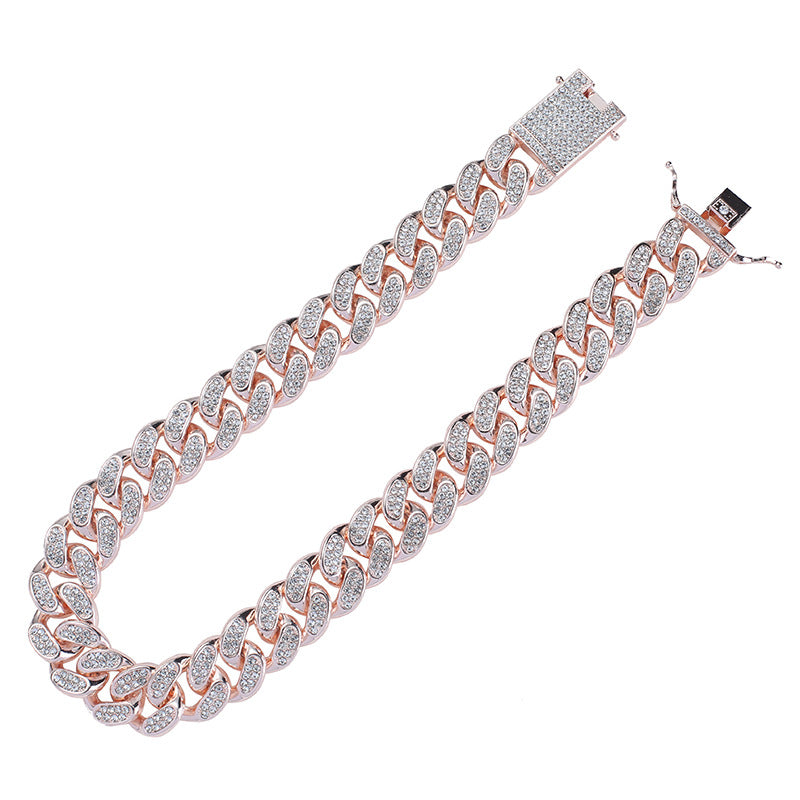 Iced Out Cuban Link Chain Necklace for Men, 14K Gold/Silver/Rose Gold Plated CZ Diamond Chain, 40/50/60cm Hip Hop Jewelry
