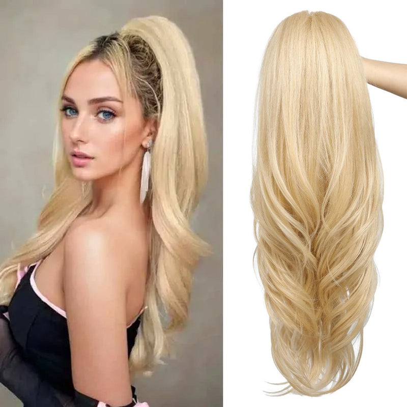 Wave shaped synthetic heat-resistant wig with bangs