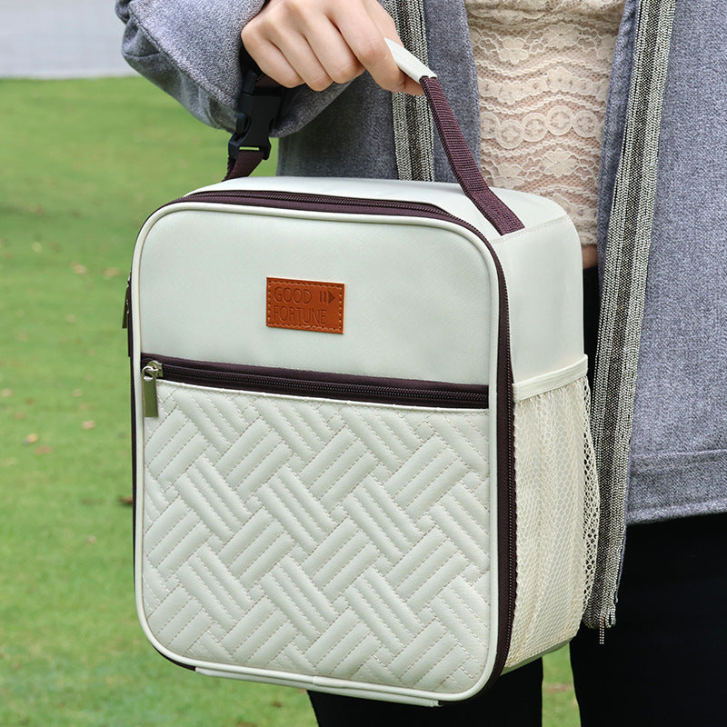 Minimalist Large Capacity Waterproof Insulated Lunch Tote Bag Secure Closure Easy Clean Design Office School Picnic