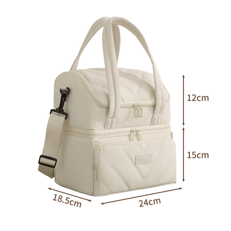 Double Layer Zipper Lunch Cooler Bag Cross-Border