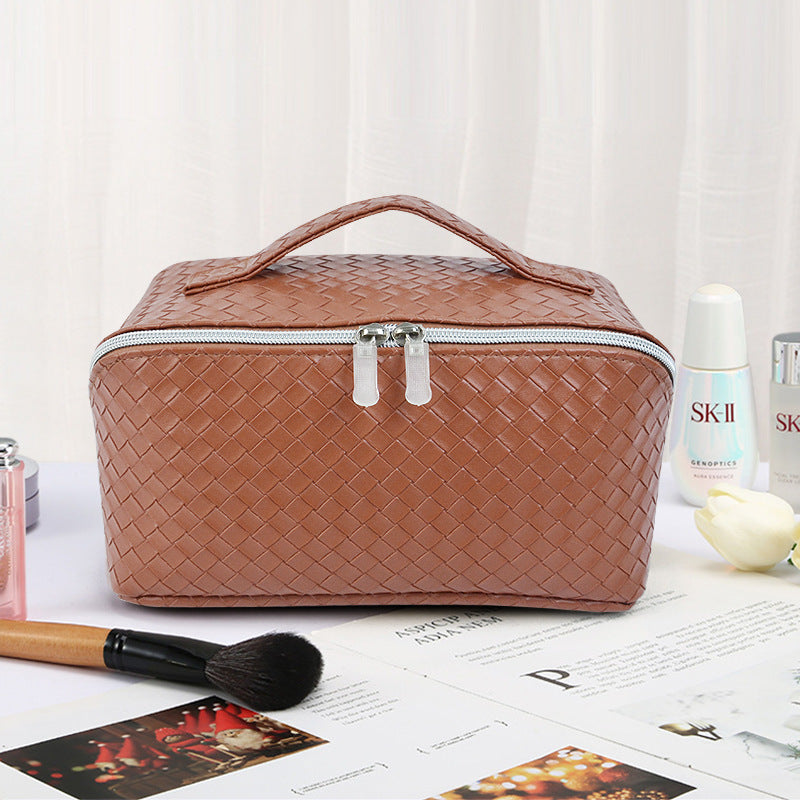 Style Fashionable Large-capacity Textured PU Leather Woven-pattern