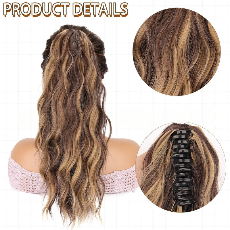 18 inch - wavy claw clip ponytail wig
