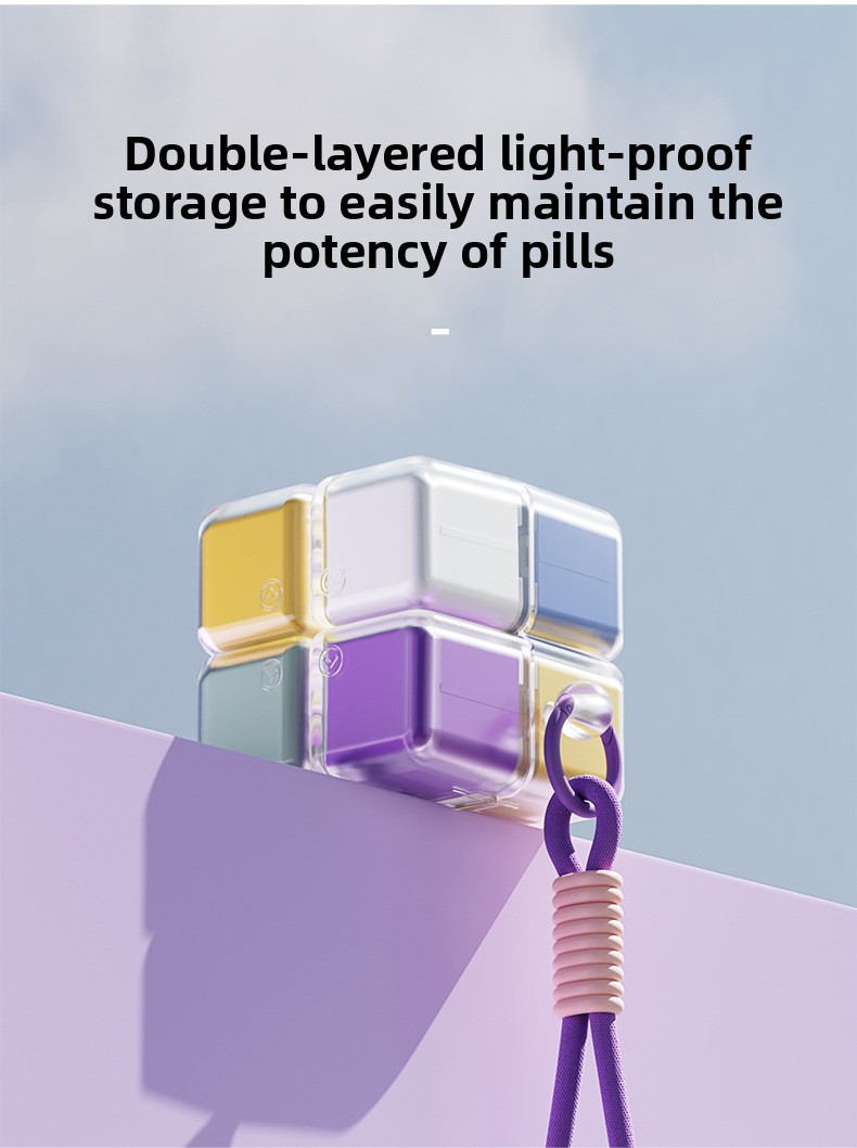 Rubik's Cube Portable Packaging Storage Box, 7-Day Weekly Portable Medication Storage Box