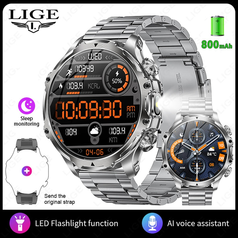 AK75 Smart Watch 1.85" Round Screen Bluetooth Call Heart Rate Blood Oxygen Multi‑Sport Fitness Watch