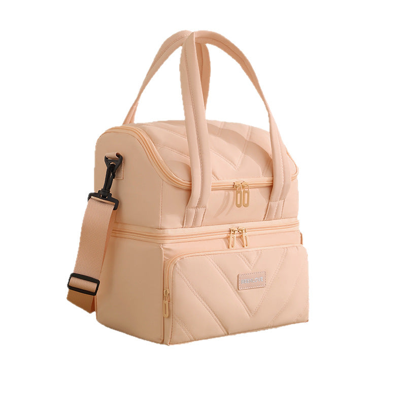 Double Layer Zipper Lunch Cooler Bag Cross-Border