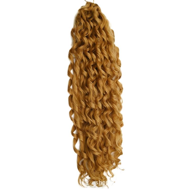 Wave shaped synthetic heat-resistant wig with bangs - 22 inches