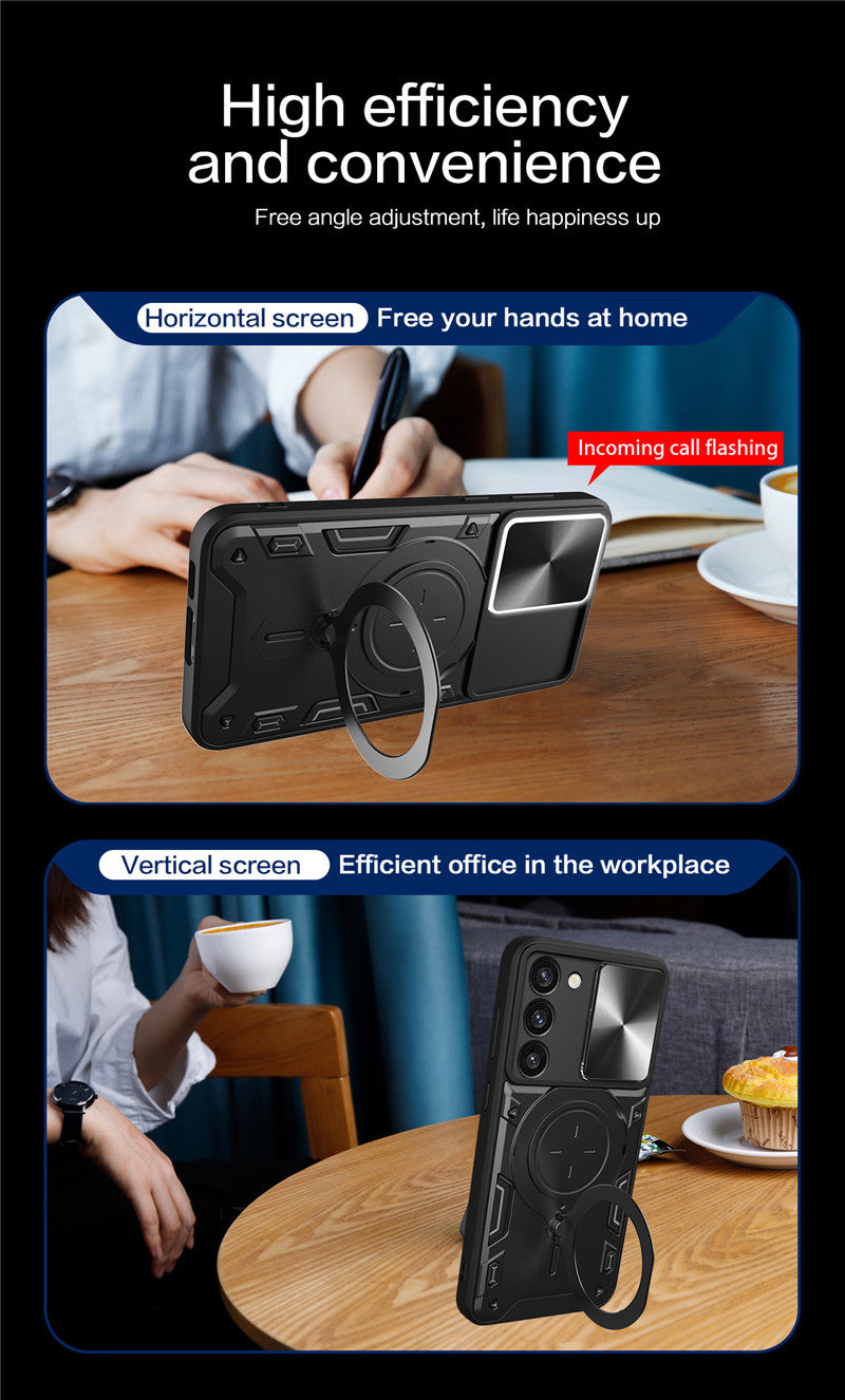 Samsung Galaxy S25 Phone Case Magnetic Suction  Sliding Window Anti Fall Protective Cover