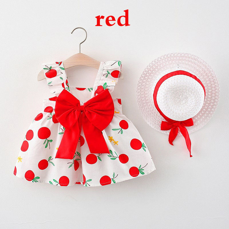 Princess camisole dress, baby cotton dress including Hat