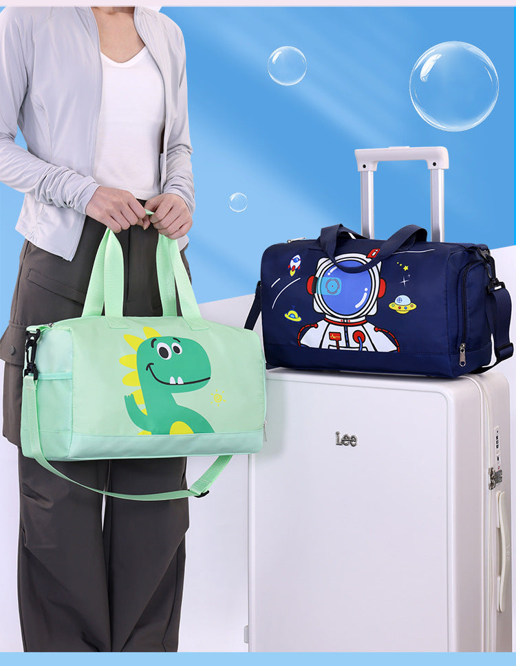 Kids Waterproof Swimming Backpack Colorful Cartoon Design Wet Dry Pockets Separate Shoe Storage Lightweight Beach Bag